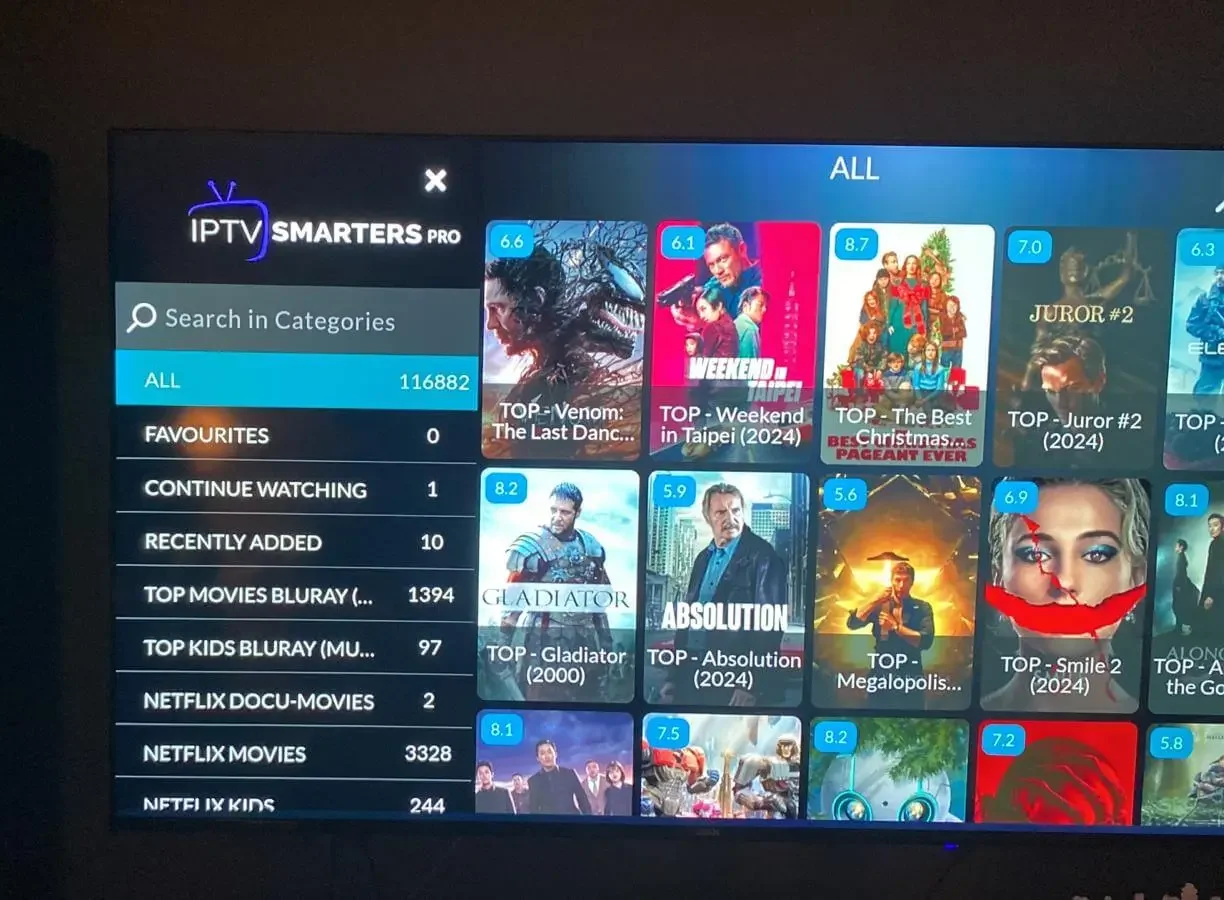 Customer home entertainment setup featuring iptv.onl